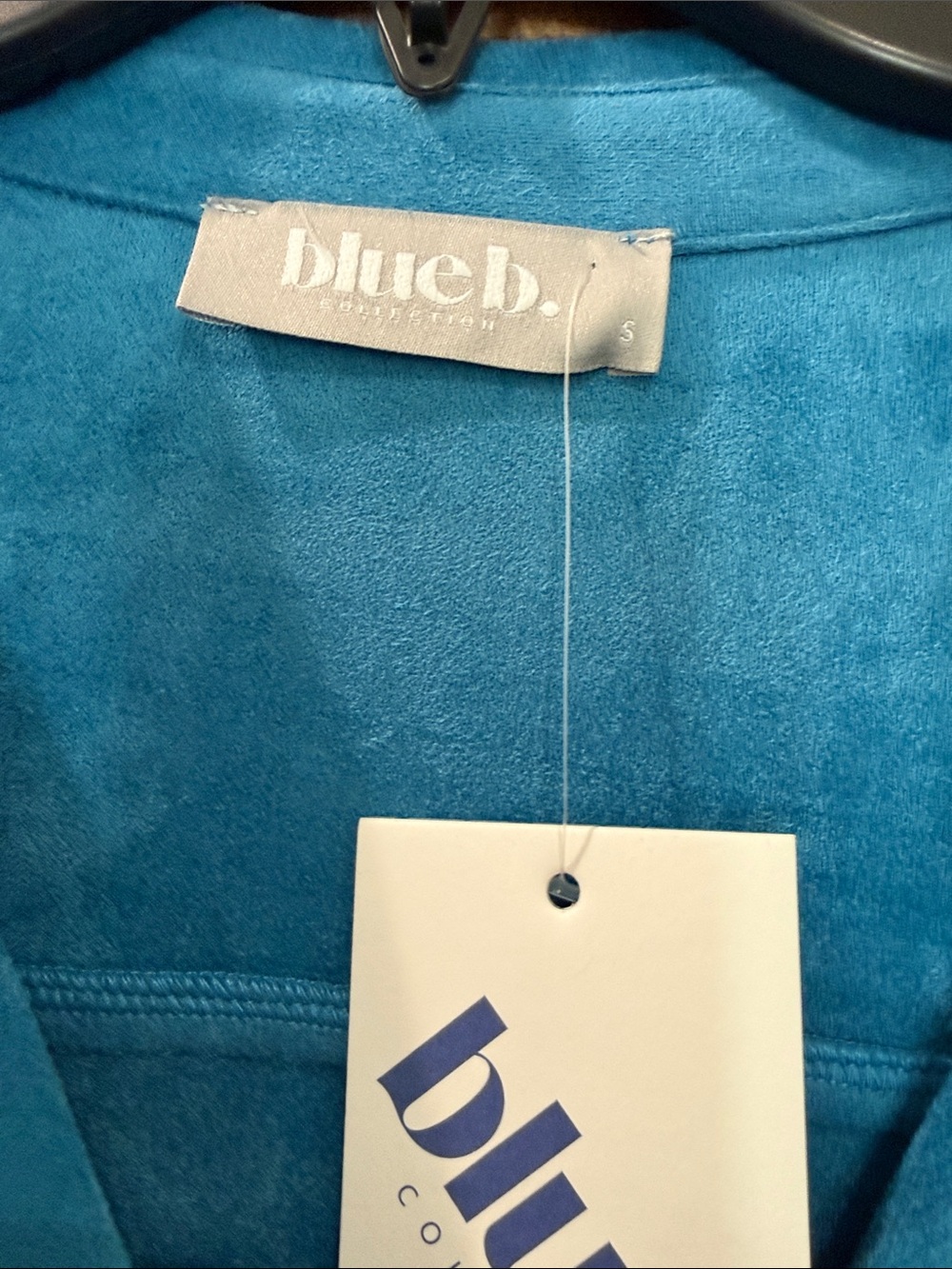 blue b. Teal Button, Tie Front Top with Western Embroidery - Picture 2 of 9